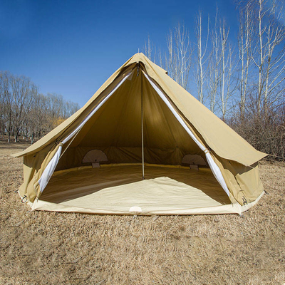 3mベージュ色の耐火性の鐘Yurtのテントのキャンプの三脚の鉄骨フレームのテント小屋320gsm