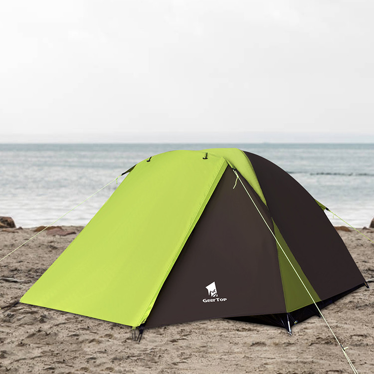 3-4 Person Outdoor Backpacking Custom Green Waterproof Hiking Camping Tent Duckbill