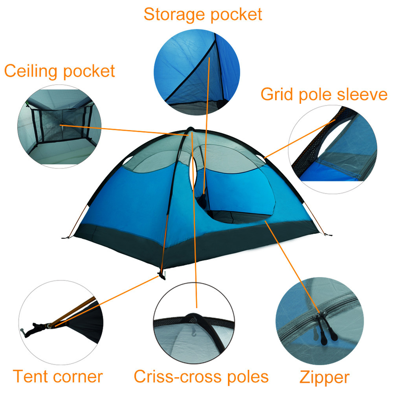 Cross Pole 2.59kg 4 Season Backpacking Tent For Camping