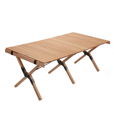 120 X 60CM Portable Outdoor Folding Beach Picnic Table BBQ Roll Up Wooden Folding