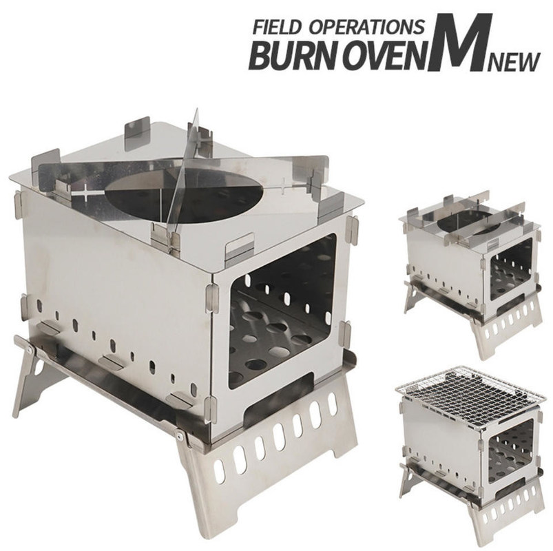 SUS304 Portable BBQ Stove Grill 1.2KG Windproof Folding Wood Burning