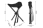 38CM Stainless Steel Camping Outdoor Chairs Portable Fishing Three Leg Folding Chair